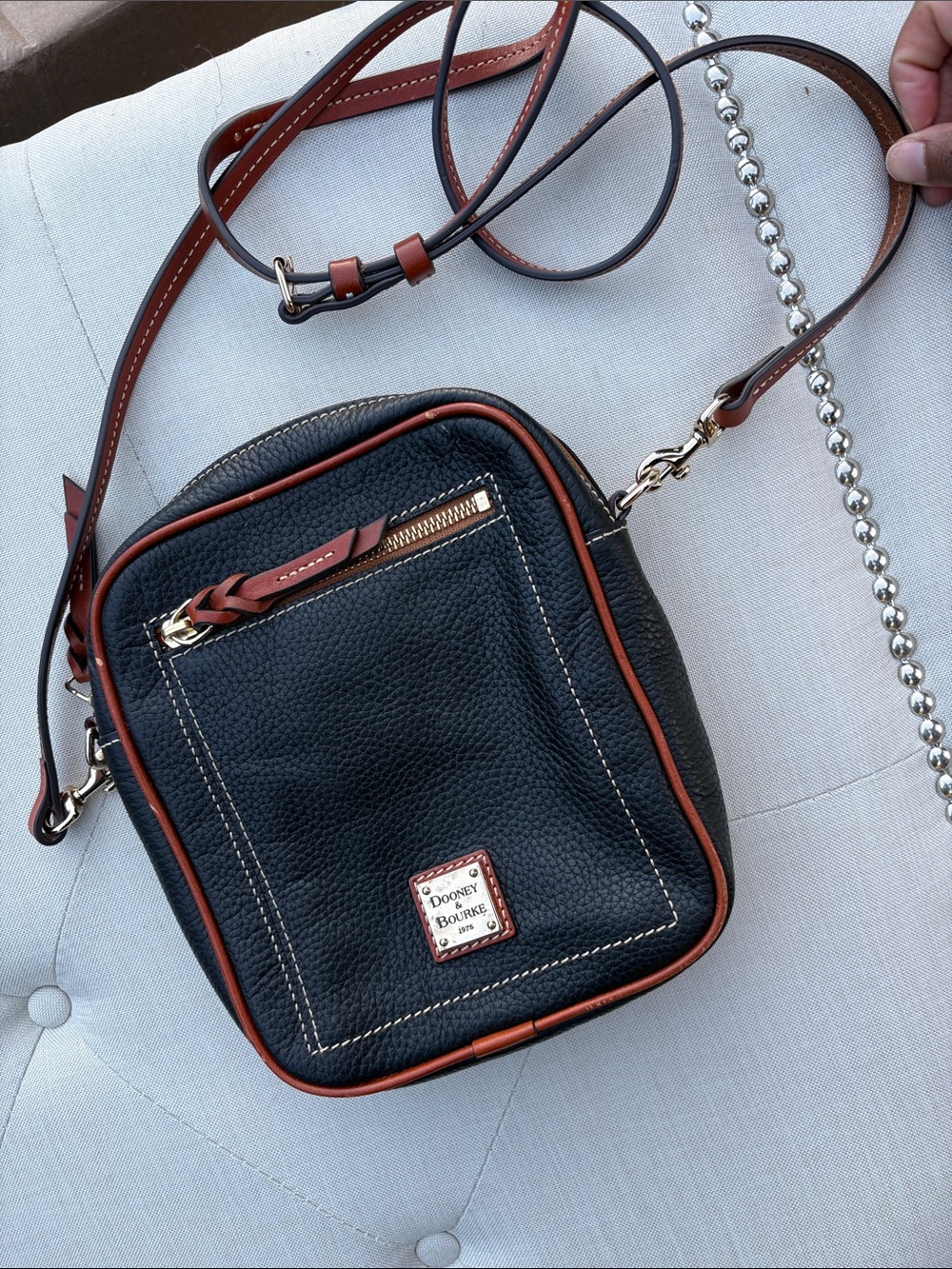 Dooney & Bourke Black Crossbody with Brown Trim